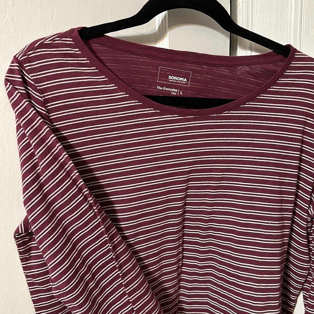 Sonoma purple & white striped Long sleeve